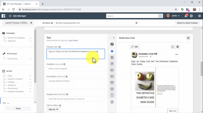 Creating Lead Gen Ad