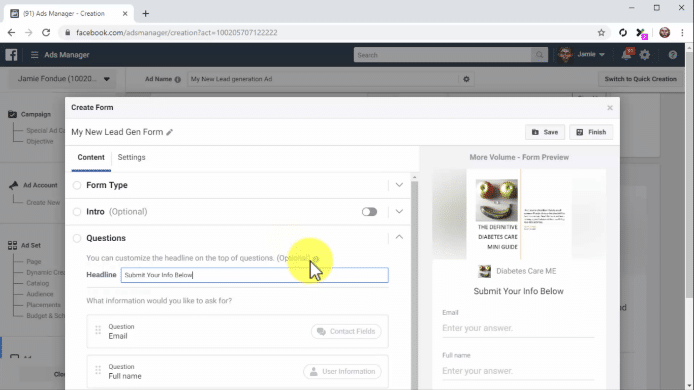 Creating Lead Gen Form