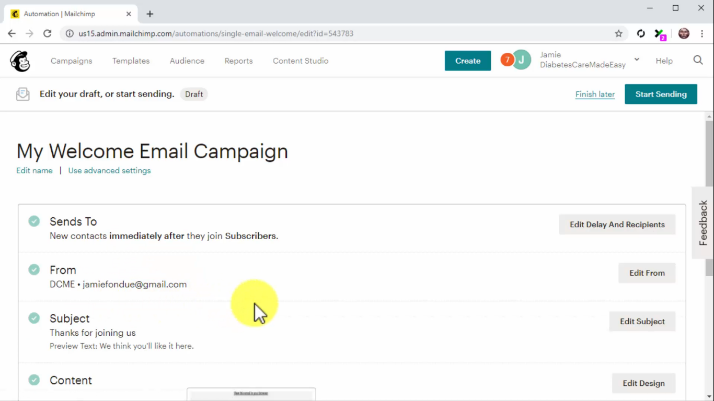 Setting Up Email Campaign